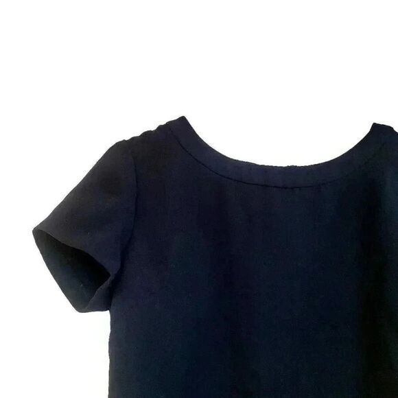 Banana Republic Women's Navy Polyester Fitted Short Sleeve Zip Back Shirt - Picture 3 of 7